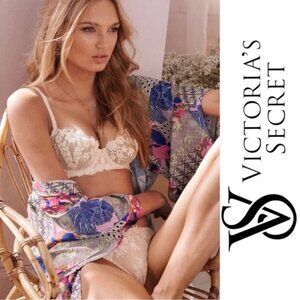 Victorias Secret | Cream & White Floral Dream Angels Lined Demi Bra | Size 34DDD